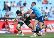 25 November 2023; Byron Ralston of Connacht is tackled by David Kriel of Vodacom Bulls during the United Rugby Championship match between Vodacom Bulls and Connacht at Loftus Versfeld Stadium in Pretoria, South Africa. Photo by Shaun Roy/Sportsfile