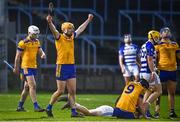 25 November 2023; Peter Feeney of Na Fianna celebrates after the AIB Leinster GAA Hurling Senior Club Championship semi-final match between Naas, Kildare, and Na Fianna, Dublin, at Laois Hire O’Moore Park in Portlaoise, Laois. Photo by Eóin Noonan/Sportsfile