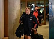 25 November 2023; Craig Casey of Munster arrives before the United Rugby Championship match between Leinster and Munster at the Aviva Stadium in Dublin. Photo by Harry Murphy/Sportsfile