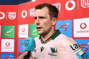25 November 2023; Connacht captain Jack Carty is interviewed after the United Rugby Championship match between Vodacom Bulls and Connacht at Loftus Versfeld Stadium in Pretoria, South Africa. Photo by Shaun Roy/Sportsfile