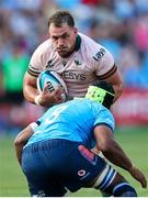 25 November 2023; Tadgh McElroy of Connacht attempts to get past Nizaam Carr of Vodacom Bulls during the United Rugby Championship match between Vodacom Bulls and Connacht at Loftus Versfeld Stadium in Pretoria, South Africa. Photo by Shaun Roy/Sportsfile