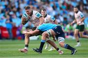 25 November 2023; Sean Jansen of Connacht attempts to get past Vodacom Bulls captain Ruan Nortje during the United Rugby Championship match between Vodacom Bulls and Connacht at Loftus Versfeld Stadium in Pretoria, South Africa. Photo by Shaun Roy/Sportsfile