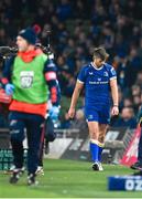 25 November 2023; Ross Byrne of Leinster leaves the pitch after being substituted in the first half during the United Rugby Championship match between Leinster and Munster at the Aviva Stadium in Dublin. Photo by Sam Barnes/Sportsfile
