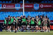 25 November 2023; Connacht huddle before the United Rugby Championship match between Vodacom Bulls and Connacht at Loftus Versfeld Stadium in Pretoria, South Africa. Photo by Shaun Roy/Sportsfile