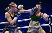 25 November 2023; Skye Nicolson, right, and Lucy Wildheart during their Interim WBC featherweight world bout at the 3Arena in Dublin. Photo by Stephen McCarthy/Sportsfile