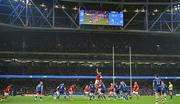 25 November 2023; Tadhg Beirne of Munster wins possession in a line-out during the United Rugby Championship match between Leinster and Munster at the Aviva Stadium in Dublin. Photo by Tyler Miller/Sportsfile