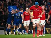 25 November 2023; Tadhg Beirne of Munster reacts to conceding a try during the United Rugby Championship match between Leinster and Munster at the Aviva Stadium in Dublin. Photo by Harry Murphy/Sportsfile
