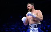 25 November 2023; Thomas Carty during his heavyweight bout against Dan Garber at the 3Arena in Dublin. Photo by Stephen McCarthy/Sportsfile