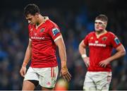 25 November 2023; Antoine Frisch, left, and Alex Kendellen of Munster after the United Rugby Championship match between Leinster and Munster at the Aviva Stadium in Dublin. Photo by David Fitzgerald/Sportsfile