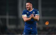 25 November 2023; Rónan Kelleher of Leinster celebrates after the United Rugby Championship match between Leinster and Munster at the Aviva Stadium in Dublin. Photo by David Fitzgerald/Sportsfile