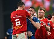 25 November 2023; Jack Conan of Leinster and Tom Ahern of Munster tussle during the United Rugby Championship match between Leinster and Munster at the Aviva Stadium in Dublin. Photo by David Fitzgerald/Sportsfile