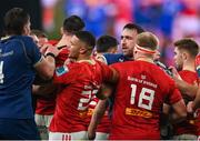 25 November 2023; Jack Conan of Leinster and Tom Ahern of Munster tussle during the United Rugby Championship match between Leinster and Munster at the Aviva Stadium in Dublin. Photo by David Fitzgerald/Sportsfile