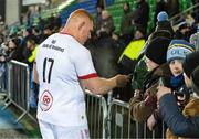 25 November 2023; Steven Kitshoff of Ulster with fans after the United Rugby Championship match between Glasgow Warriors and Ulster at Scotstoun Stadium in Glasgow, Scotland. Photo by Paul Devlin/Sportsfile