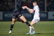 25 November 2023; Nathan Doak of Ulster evades a tackle during the United Rugby Championship match between Glasgow Warriors and Ulster at Scotstoun Stadium in Glasgow, Scotland. Photo by Paul Devlin/Sportsfile