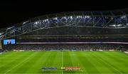 25 November 2023; Players from both side's observe a minute's silence before the United Rugby Championship match between Leinster and Munster at the Aviva Stadium in Dublin. Photo by Tyler Miller/Sportsfile
