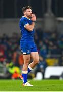 25 November 2023; Hugo Keenan of Leinster during the United Rugby Championship match between Leinster and Munster at the Aviva Stadium in Dublin. Photo by Tyler Miller/Sportsfile