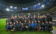 25 November 2023; The Dundalk team with Leinster players Liam Turner, Brian Deeny and John McKee before the Bank of Ireland Half-Time Minis at the United Rugby Championship match between Leinster and Munster at the Aviva Stadium in Dublin. Photo by Harry Murphy/Sportsfile