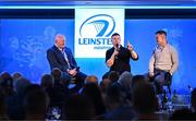 25 November 2023; In attendance during a Q and A are, from left, Bernard Jackman, Brian O'Driscoll and Jonathan Sexton before the United Rugby Championship match between Leinster and Munster at the Aviva Stadium in Dublin. Photo by Sam Barnes/Sportsfile