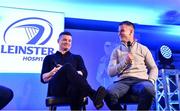 25 November 2023; In attendance during a Q and A are, Brian O'Driscoll, left, and Jonathan Sexton before the United Rugby Championship match between Leinster and Munster at the Aviva Stadium in Dublin. Photo by Sam Barnes/Sportsfile