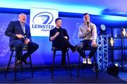 25 November 2023; In attendance during a Q and A are, from left, Bernard Jackman, Brian O'Driscoll and Jonathan Sexton before the United Rugby Championship match between Leinster and Munster at the Aviva Stadium in Dublin. Photo by Sam Barnes/Sportsfile