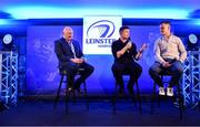 25 November 2023; In attendance during a Q and A are, from left, Bernard Jackman, Brian O'Driscoll and Jonathan Sexton before the United Rugby Championship match between Leinster and Munster at the Aviva Stadium in Dublin. Photo by Sam Barnes/Sportsfile