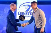 25 November 2023; Leinster Rugby Chief Executive Officer Shane Nolan presents a cap to recently retired Ireland and Leinster legend Jonathan Sexton ahead of the United Rugby Championship match between Leinster and Munster at the Aviva Stadium in Dublin. Photo by Sam Barnes/Sportsfile