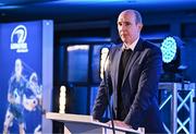 25 November 2023; Leinster Rugby Chief Executive Officer Shane Nolan speaking before a Q and A with Jonathan Sexton and Brian O'Driscoll ahead of the United Rugby Championship match between Leinster and Munster at the Aviva Stadium in Dublin. Photo by Sam Barnes/Sportsfile