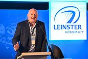 25 November 2023; Bernard Jackman speaking before a Q and A with Jonathan Sexton and Brian O'Driscoll ahead of the United Rugby Championship match between Leinster and Munster at the Aviva Stadium in Dublin. Photo by Sam Barnes/Sportsfile