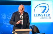 25 November 2023; Bernard Jackman speaking before a Q and A with Jonathan Sexton and Brian O'Driscoll ahead of the United Rugby Championship match between Leinster and Munster at the Aviva Stadium in Dublin. Photo by Sam Barnes/Sportsfile