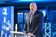 25 November 2023; Bernard Jackman speaking before a Q and A with Jonathan Sexton and Brian O'Driscoll ahead of the United Rugby Championship match between Leinster and Munster at the Aviva Stadium in Dublin. Photo by Sam Barnes/Sportsfile