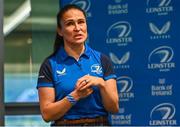 25 November 2023; Leinster Rugby Women's head coach Tania Rosser speaking at the Leinster Rugby Women's Cap presentation after the United Rugby Championship match between Leinster and Munster at the Aviva Stadium in Dublin. Photo by Tyler Miller/Sportsfile