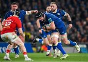 25 November 2023; James Ryan of Leinster in action against Rory Scannell of Munster during the United Rugby Championship match between Leinster and Munster at the Aviva Stadium in Dublin. Photo by Sam Barnes/Sportsfile