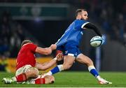 25 November 2023; Jamison Gibson-Park of Leinster is tackled by Gavin Coombes of Munster during the United Rugby Championship match between Leinster and Munster at the Aviva Stadium in Dublin. Photo by Sam Barnes/Sportsfile