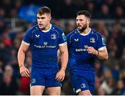 25 November 2023; Garry Ringrose and Robbie Henshaw of Leinster during the United Rugby Championship match between Leinster and Munster at the Aviva Stadium in Dublin. Photo by Harry Murphy/Sportsfile