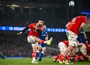 25 November 2023; Conor Murray of Munster kicks during the United Rugby Championship match between Leinster and Munster at the Aviva Stadium in Dublin. Photo by Harry Murphy/Sportsfile
