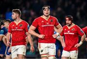 25 November 2023; Gavin Coombes of Munster, centre, reacts to conceding a try during the United Rugby Championship match between Leinster and Munster at the Aviva Stadium in Dublin. Photo by Harry Murphy/Sportsfile