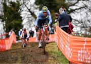26 November 2023; Yorben Lauryssen of Belgium during the Mens Under-23 race during Round 5 of the UCI Cyclocross World Cup at the Sport Ireland Campus in Dublin. Photo by David Fitzgerald/Sportsfile