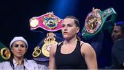 25 November 2023; Chantelle Cameron before her undisputed super lightweight championship fight with Katie Taylor at the 3Arena in Dublin. Photo by Stephen McCarthy/Sportsfile