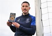27 November 2023; Ronan Coughlan of Waterford with his SSE Airtricity / SWI Player of the Month Award for November 2023 at the FAI Headquarters in Abbotstown, Dublin. Photo by Ben McShane/Sportsfile