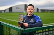 27 November 2023; Ronan Coughlan of Waterford with his SSE Airtricity / SWI Player of the Month Award for November 2023 at the FAI Headquarters in Abbotstown, Dublin. Photo by Ben McShane/Sportsfile