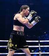 25 November 2023; Katie Taylor during her undisputed super lightweight championship fight with Chantelle Cameron at the 3Arena in Dublin. Photo by Stephen McCarthy/Sportsfile