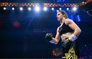 25 November 2023; Katie Taylor during her undisputed super lightweight championship fight with Chantelle Cameron at the 3Arena in Dublin. Photo by Stephen McCarthy/Sportsfile