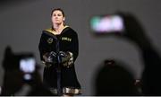 25 November 2023; Katie Taylor before her undisputed super lightweight championship fight with Chantelle Cameron at the 3Arena in Dublin. Photo by Stephen McCarthy/Sportsfile