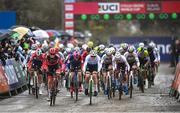 26 November 2023; A general view of the start line during the Elite Womens race during Round 5 of the UCI Cyclocross World Cup at the Sport Ireland Campus in Dublin. Photo by David Fitzgerald/Sportsfile