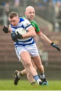 26 November 2023; Brian Hurley of Castlehaven in action against Conor Walsh of Rathgormack during the AIB Munster GAA Football Senior Club Championship semi-final match between Rathgormack, Waterford, and Castlehaven, Cork, at Fraher Field in Dungarvan, Waterford. Photo by Eóin Noonan/Sportsfile