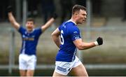 26 November 2023; Conor McCarthy of Scotstown celebrates after kicking a late point during the AIB Ulster GAA Football Senior Club Championship semi-final match between Scotstown, Monaghan, and Trillick, Tyrone, at BOX-IT Athletic Grounds in Armagh. Photo by Ramsey Cardy/Sportsfile