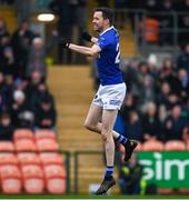 26 November 2023; James Hamill of Scotstown celebrates after the AIB Ulster GAA Football Senior Club Championship semi-final match between Scotstown, Monaghan, and Trillick, Tyrone, at BOX-IT Athletic Grounds in Armagh. Photo by Ramsey Cardy/Sportsfile