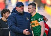 26 November 2023; Clonmel Commercials selector Philly Ryan consoles Michael Quinlivan after their side's defeat in the AIB Munster GAA Football Senior Club Championship semi-final match between Dingle, Kerry, and Clonmel Commercials, Tipperary, at FBD Semple Stadium in Thurles, Tipperary. Photo by Piaras Ó Mídheach/Sportsfile