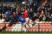 26 November 2023; Richard Donnelly of Trillick in action against Scotstown players, Darren Hughes, left, and Rory Beggan during the AIB Ulster GAA Football Senior Club Championship semi-final match between Scotstown, Monaghan, and Trillick, Tyrone, at BOX-IT Athletic Grounds in Armagh. Photo by Ramsey Cardy/Sportsfile