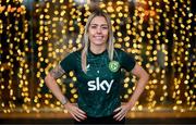 27 November 2023; Denise O'Sullivan poses for a portrait during a Republic of Ireland women media conference at their team hotel in Castleknock, Dublin. Photo by Stephen McCarthy/Sportsfile